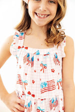Mila & Rose ® Fancy Flags Ruffle Cross Back Dress - 