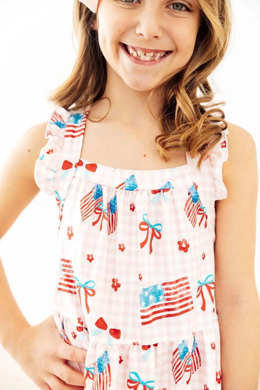 Mila & Rose ® Fancy Flags Ruffle Cross Back Dress - 