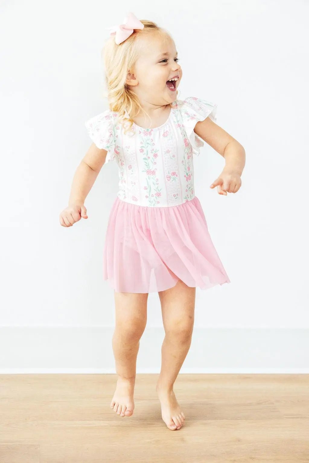 Mila & Rose ® Fancy Florals S/S Twirl Leotard - 