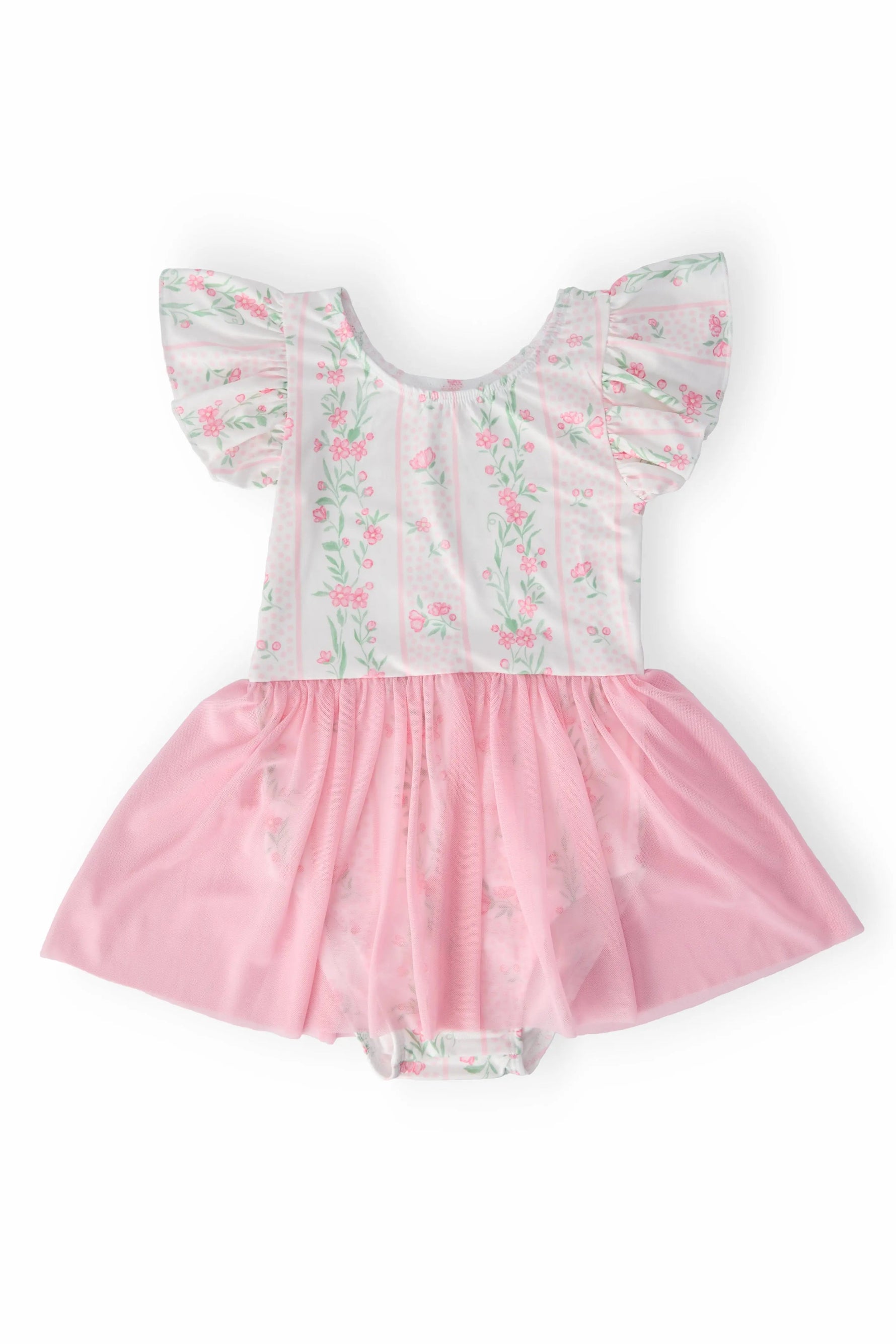 Fancy Florals S/S Twirl Leotard - Pink, Day Dress, Dress, One-piece garment, Ruffle | Everetts Place