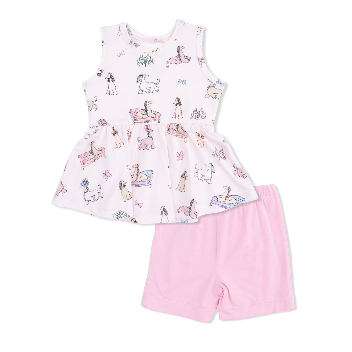 Angel Dear Fancy Hounds with Bows - Peplum Tank Top and Bike Short - 