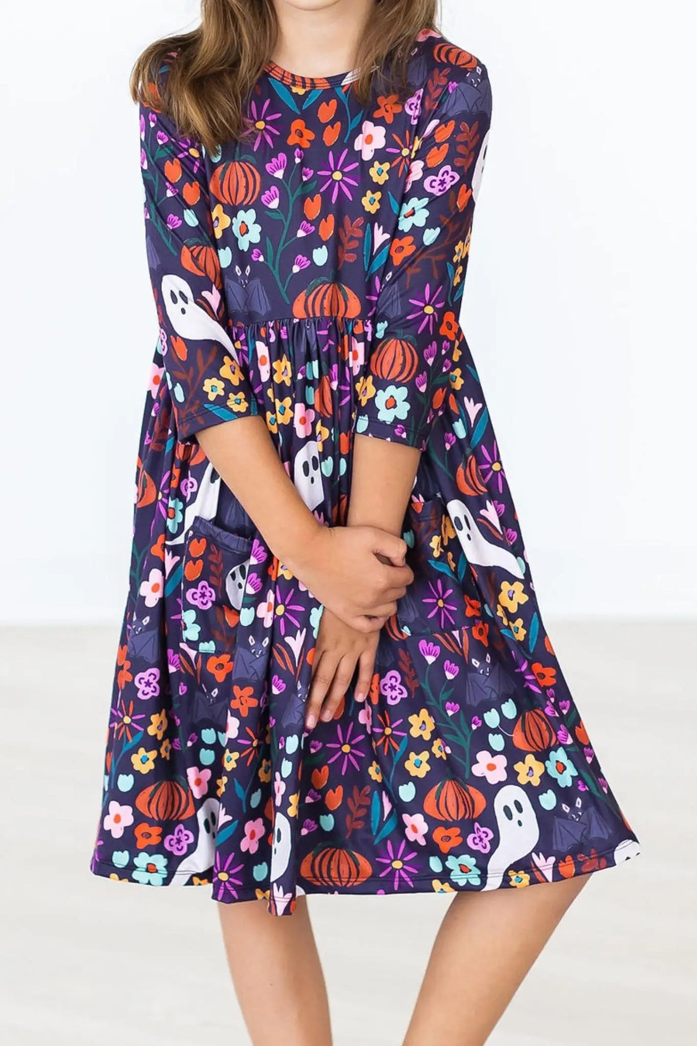 Mila & Rose ® Fangtastic 3/4 Sleeve Pocket Twirl Dress - 