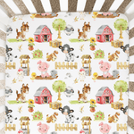 Honey Lemonade Farm Animals Fitted Crib Sheet - 