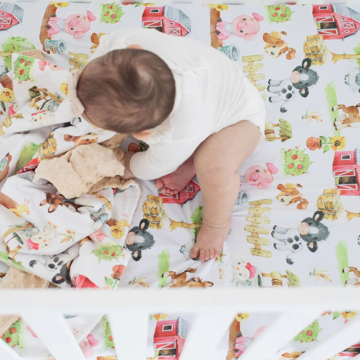Honey Lemonade Farm Animals Fitted Crib Sheet - 