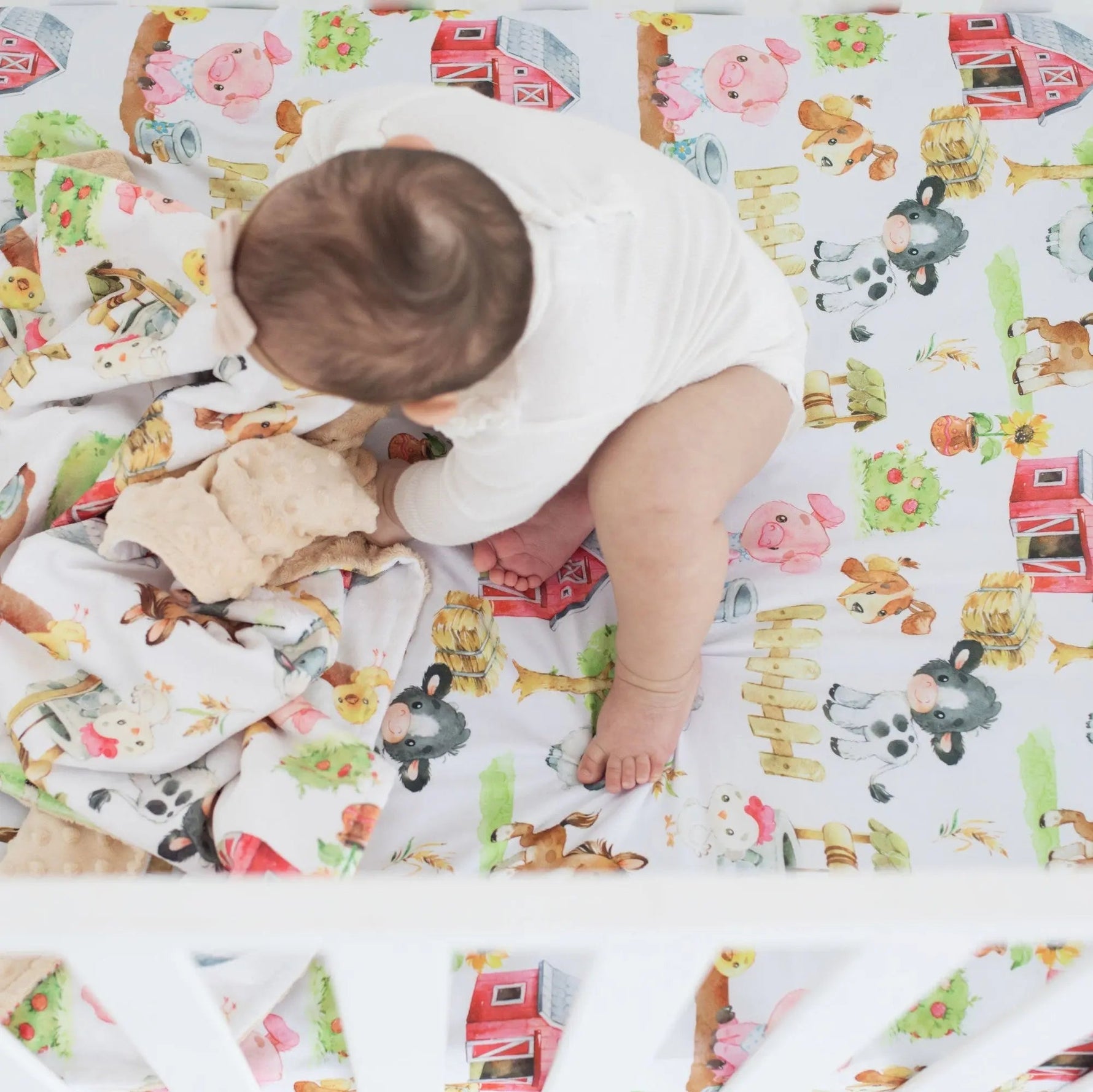 Honey Lemonade Farm Animals Fitted Crib Sheet - 