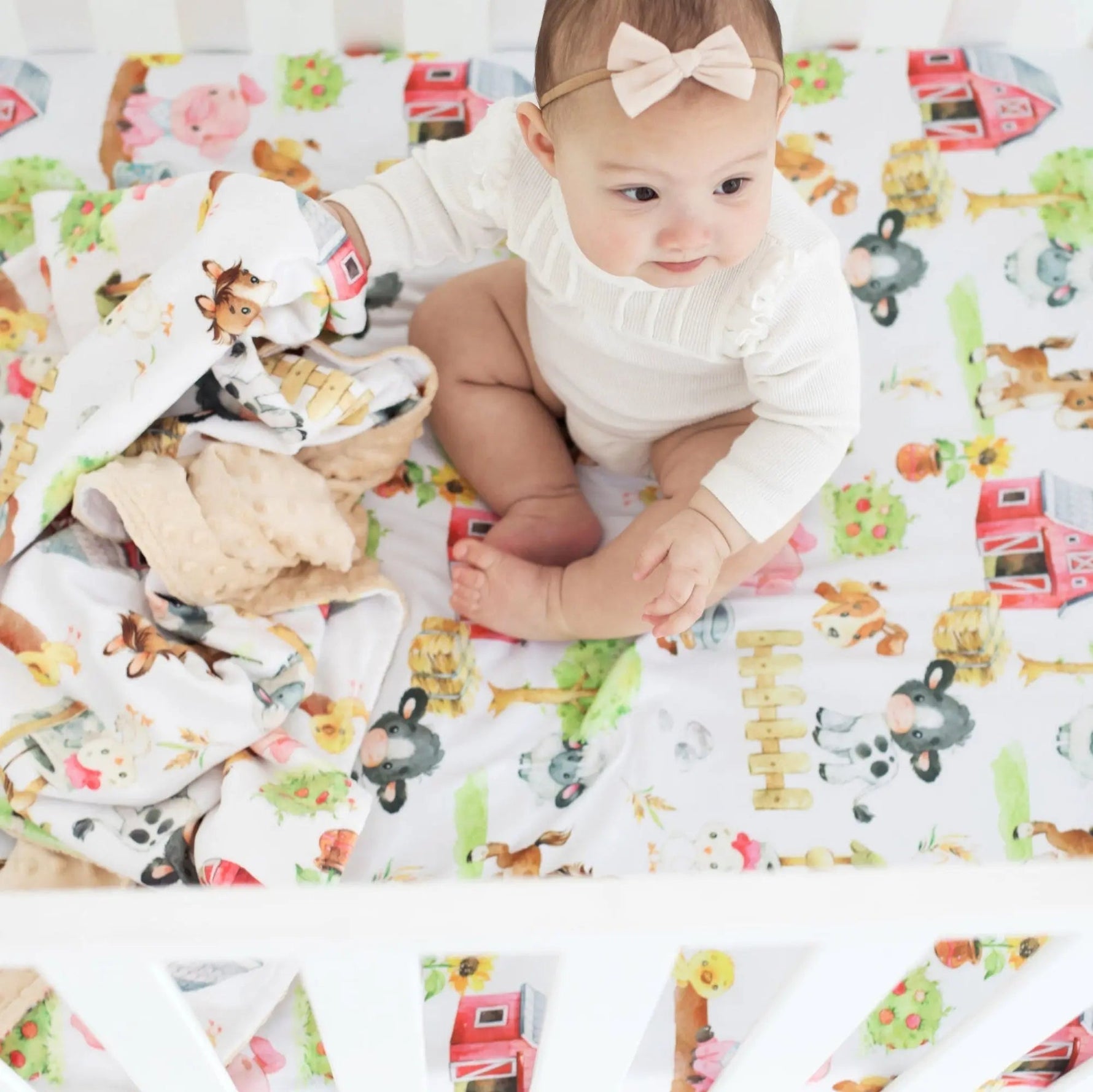 Honey Lemonade Farm Animals Fitted Crib Sheet - 