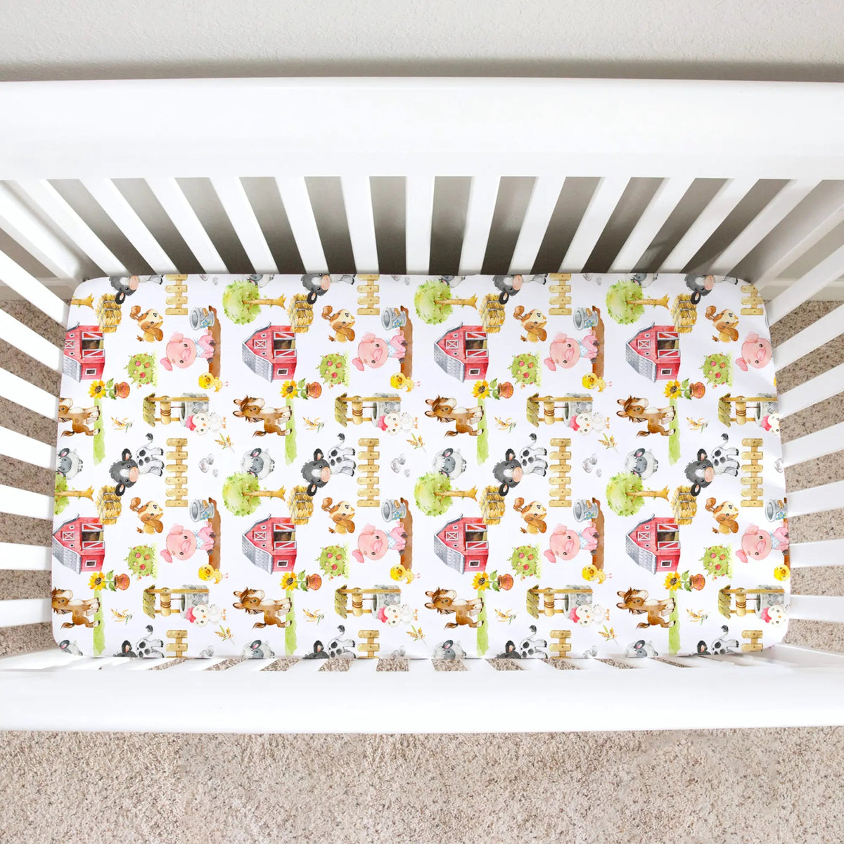 Honey Lemonade Farm Animals Fitted Crib Sheet - 