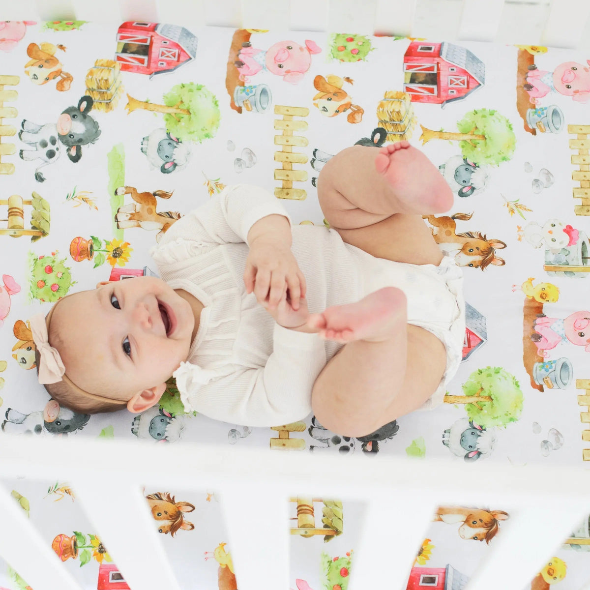 Honey Lemonade Farm Animals Fitted Crib Sheet - 