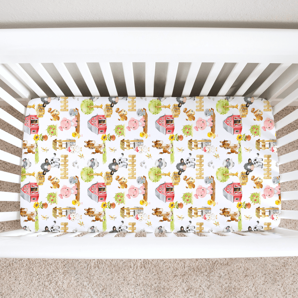 Honey Lemonade Farm Animals Fitted Crib Sheet - 