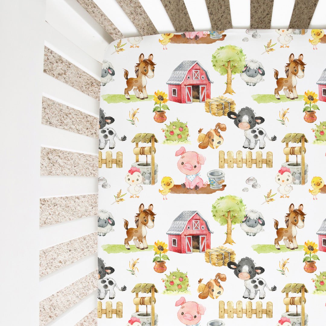 Honey Lemonade Farm Animals Fitted Crib Sheet - 