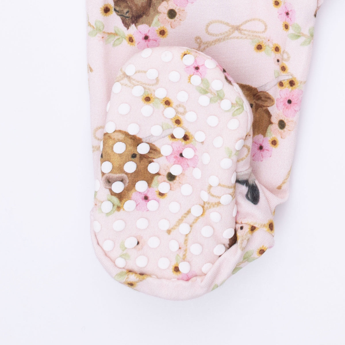Angel Dear Farm Animals Floral Cameos Pink - 2 Way Ruffle Back Zipper FootieEveretts Place