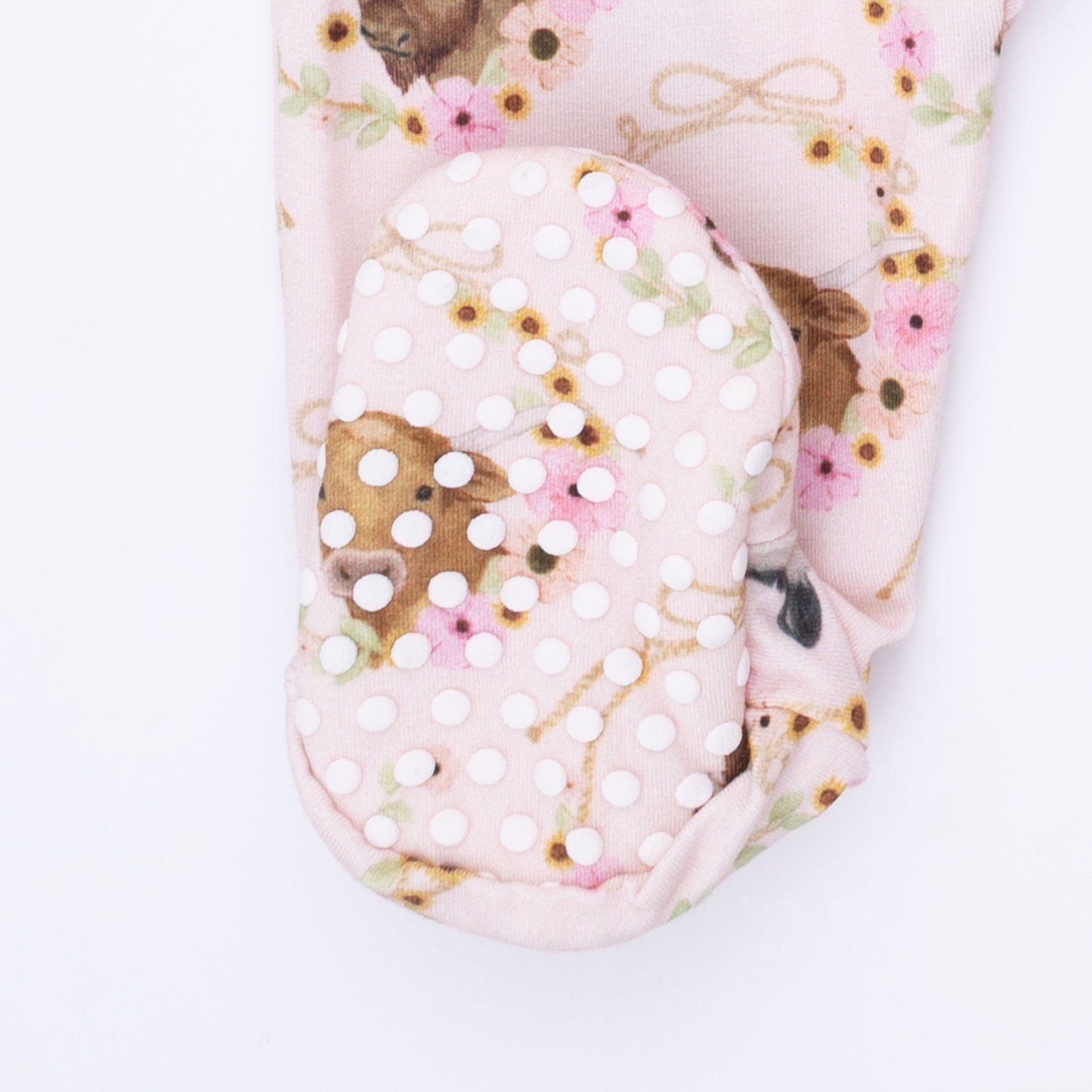 Angel Dear Farm Animals Floral Cameos Pink - 2 Way Ruffle Back Zipper FootieEveretts Place