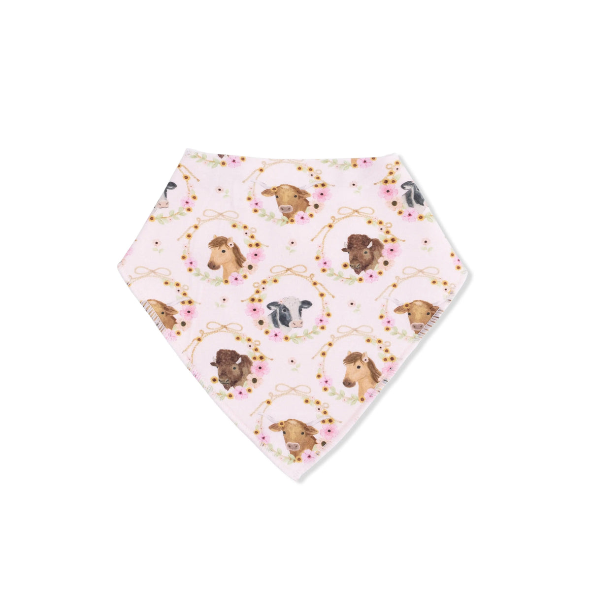 Angel Dear Farm Animals Floral Cameos Pink - Bandana Bib - 