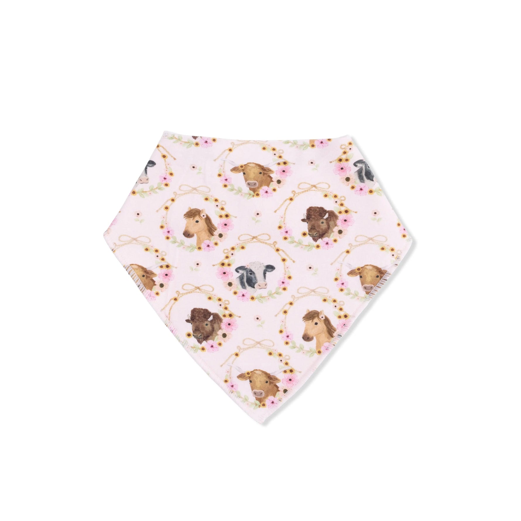 Angel Dear Farm Animals Floral Cameos Pink - Bandana Bib - 
