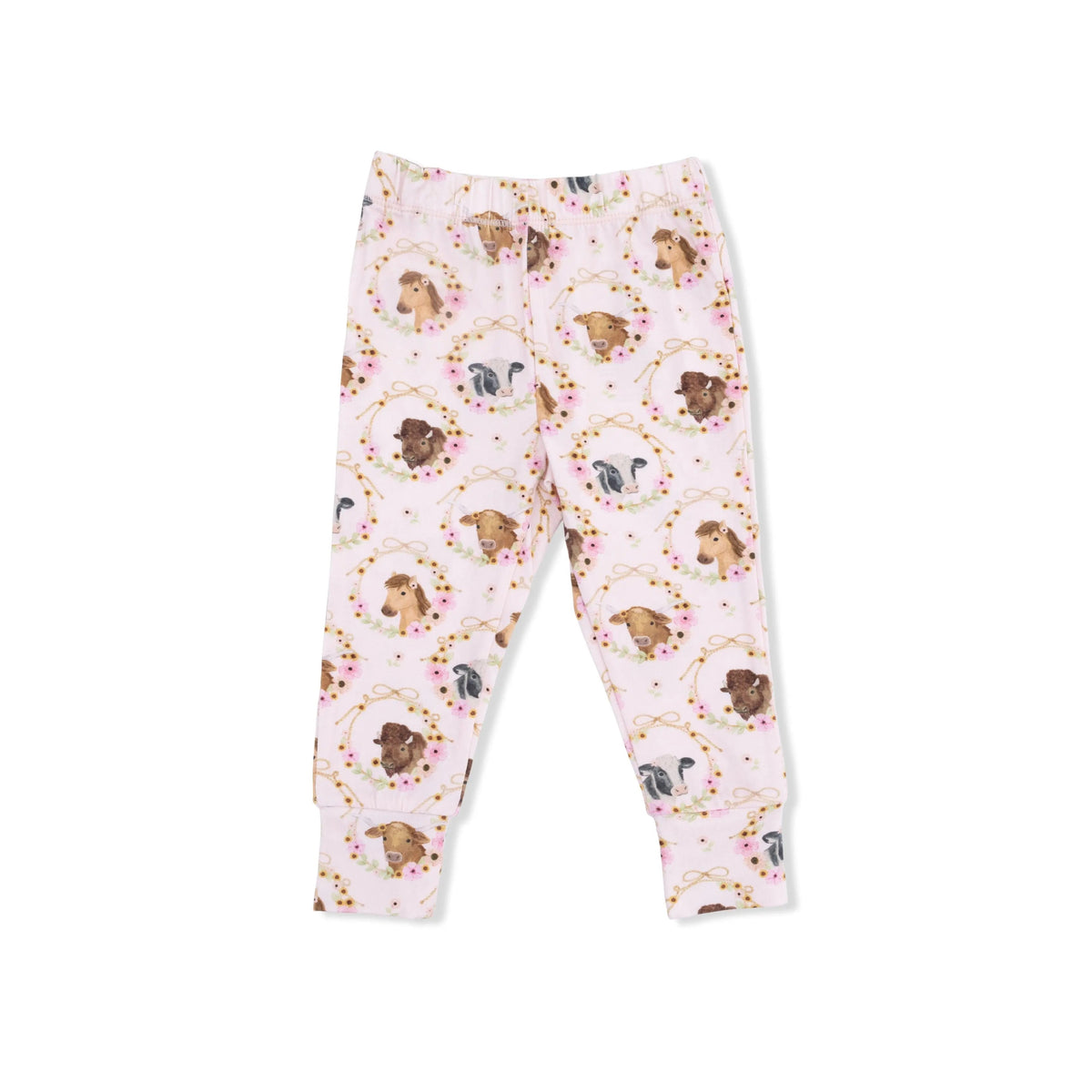 Angel Dear Farm Animals Floral Cameos Pink - Short Sleeve Loungewear Set - 