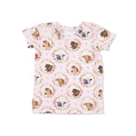 Angel Dear Farm Animals Floral Cameos Pink - Short Sleeve Loungewear Set - 