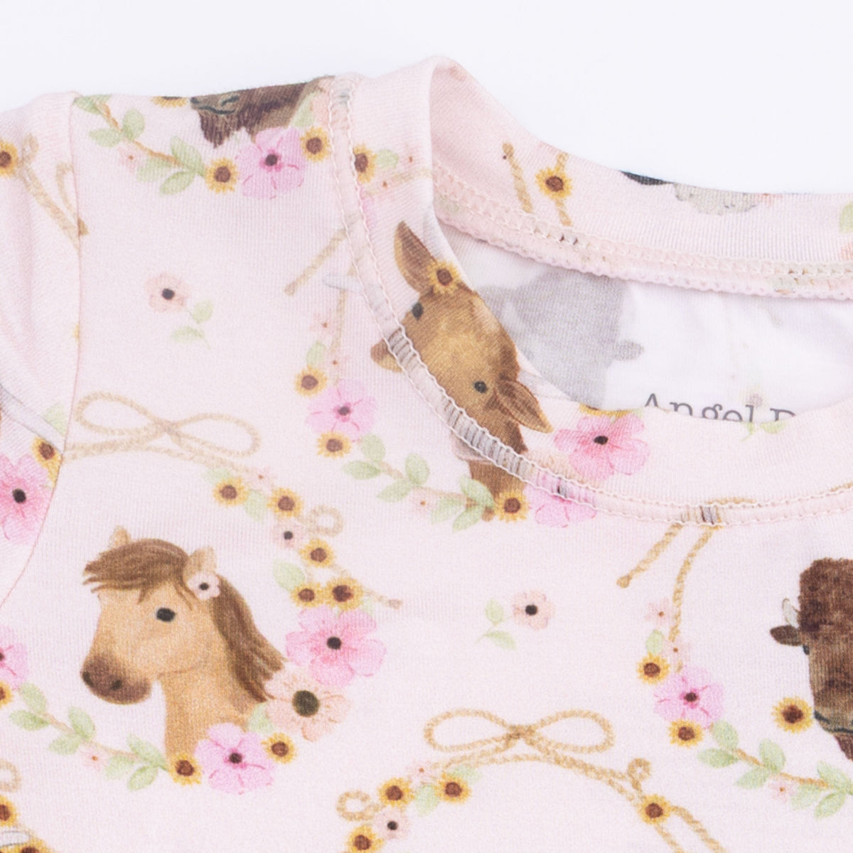 Angel Dear Farm Animals Floral Cameos Pink - Short Sleeve Loungewear SetEveretts Place