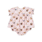 Angel Dear Farm Animals Floral Cameos Pink - Smocked Ruffle Bubble with Skirt - 
