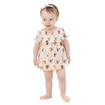 Angel Dear Farm Animals Floral Cameos Pink - Smocked Ruffle Bubble with Skirt - 