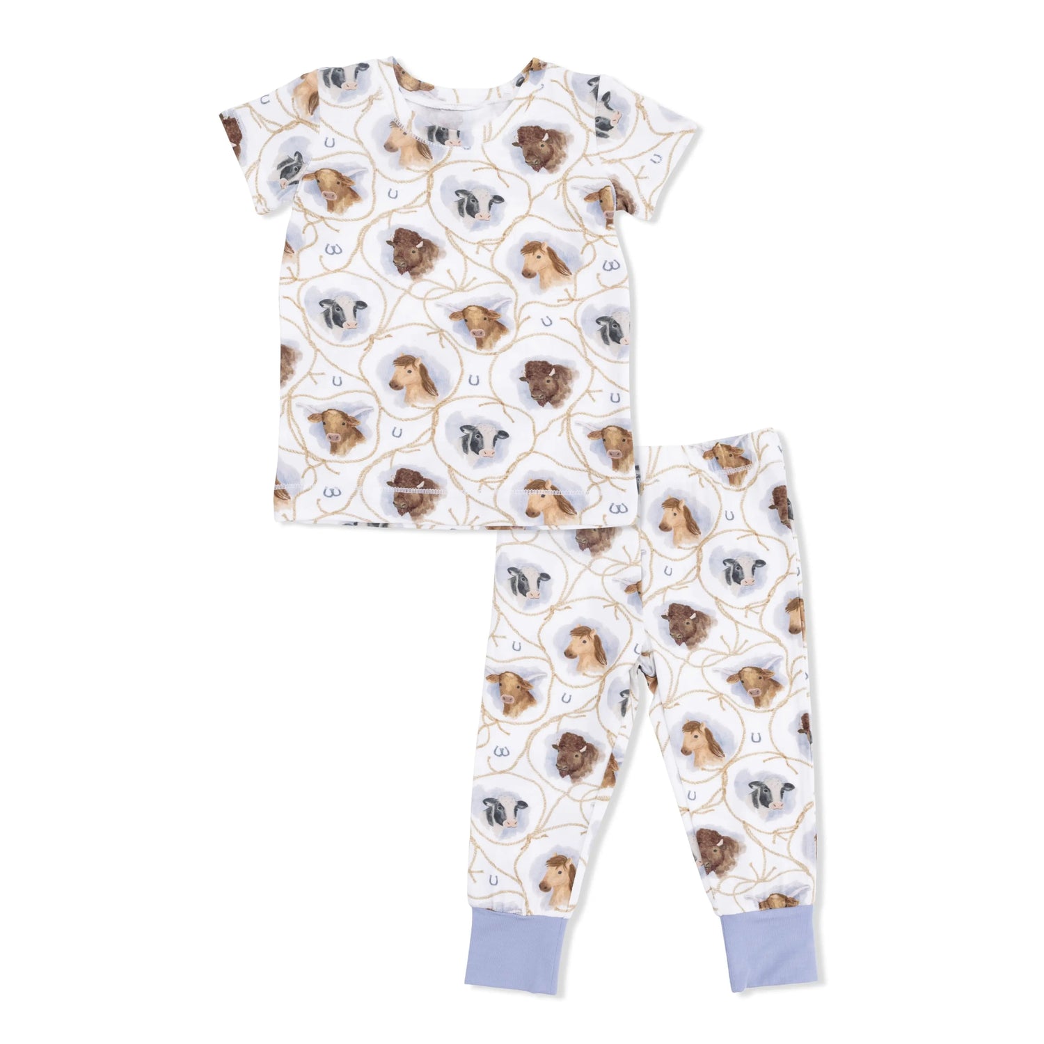 Angel Dear Farm Animals Rope Cameos Uni - Short Sleeve Loungewear Set - 