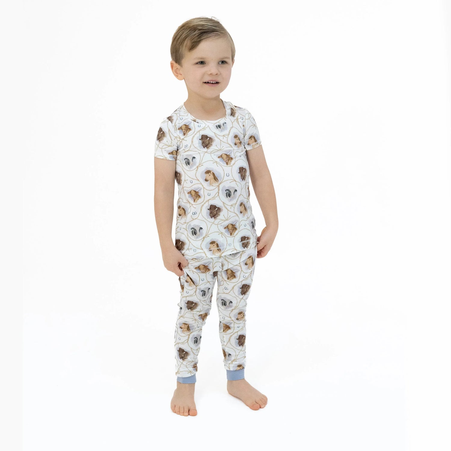 Angel Dear Farm Animals Rope Cameos Uni - Short Sleeve Loungewear Set - 