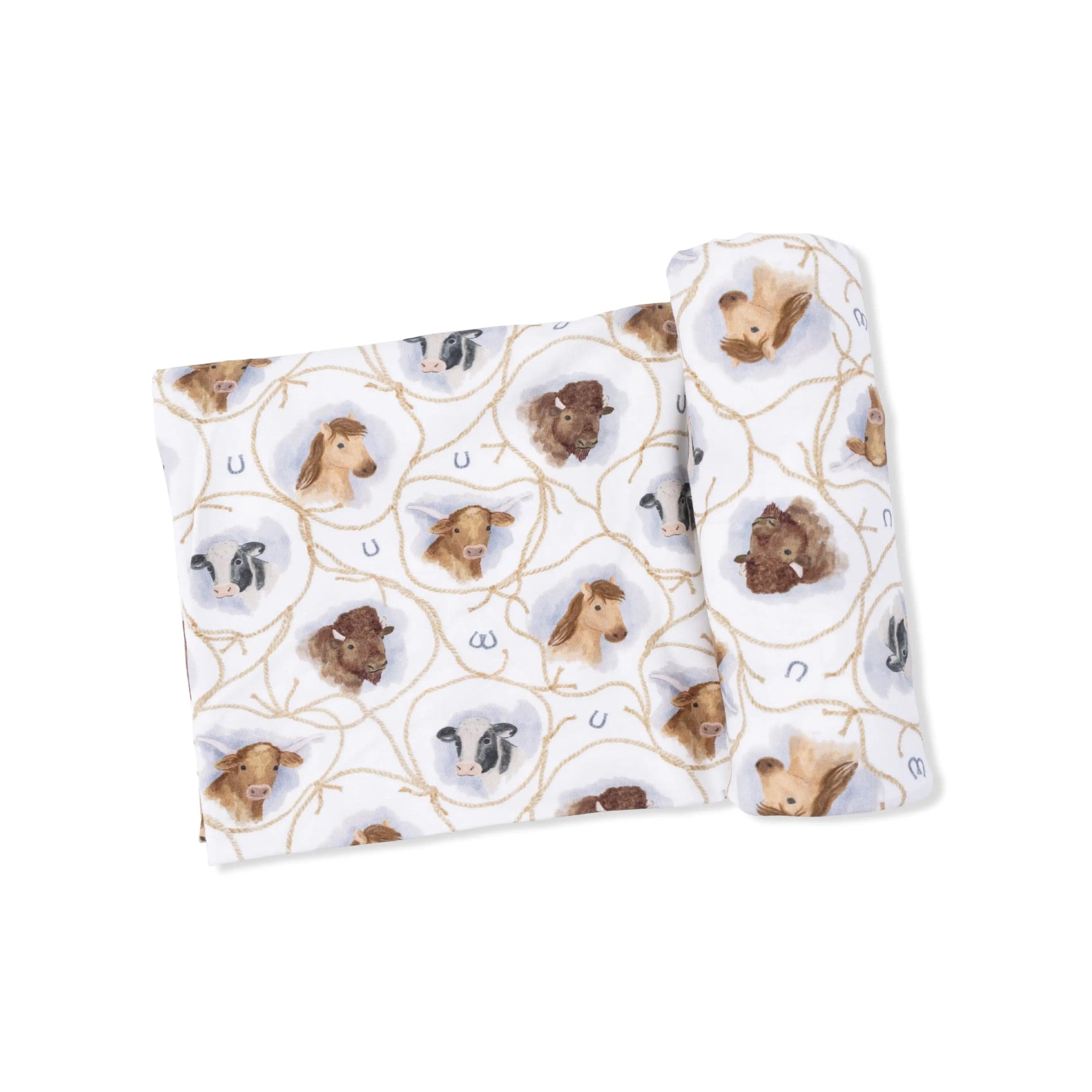 Angel Dear Farm Animals Rope Cameos Uni - Swaddle Blanket - 