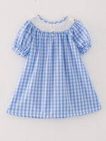 Rylee Faith Designs Farm Blue Smocking Embroidered Girls Dress - 