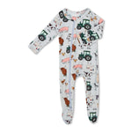 Bestaroo Farm Dreams Footie Baby Sleepwear With Zipper And Fold Over Mitts - 