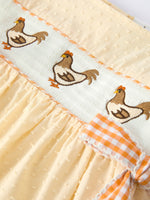 Rylee Faith Designs Farm Girl Chicken Smocked Bow Ruffle Dress