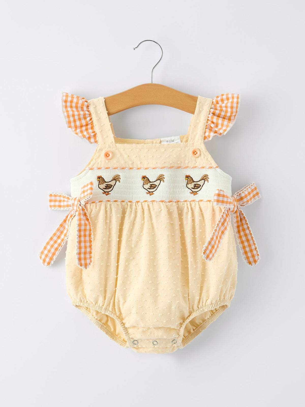Rylee Faith Designs Farm Girl Chicken Smocked Bow Ruffle RomperEveretts Place