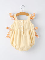 Rylee Faith Designs Farm Girl Chicken Smocked Bow Ruffle RomperEveretts Place
