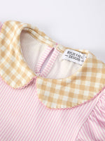 Rylee Faith Designs Farm Horse Bow Girls Dress – Pink Stripes - 