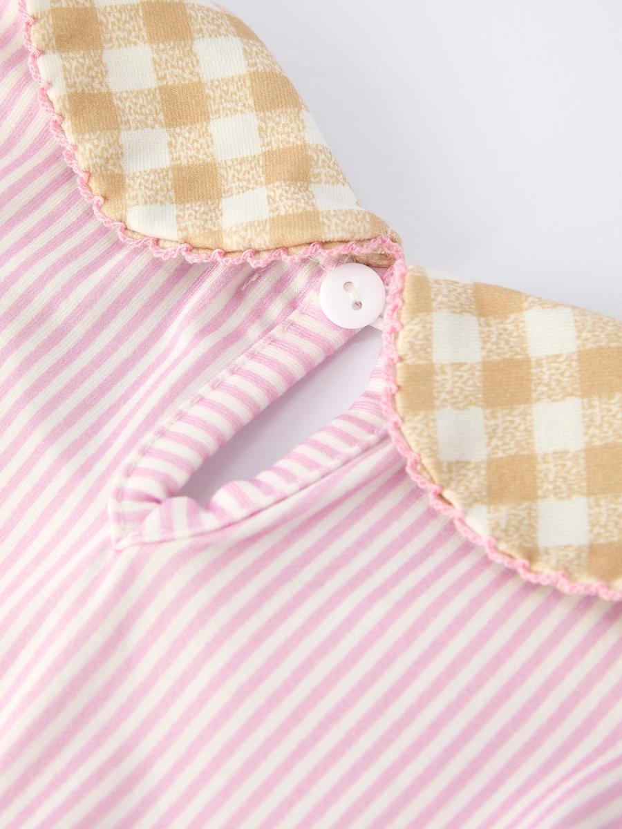 Rylee Faith Designs Farm Horse Bow Girls Dress – Pink Stripes - 