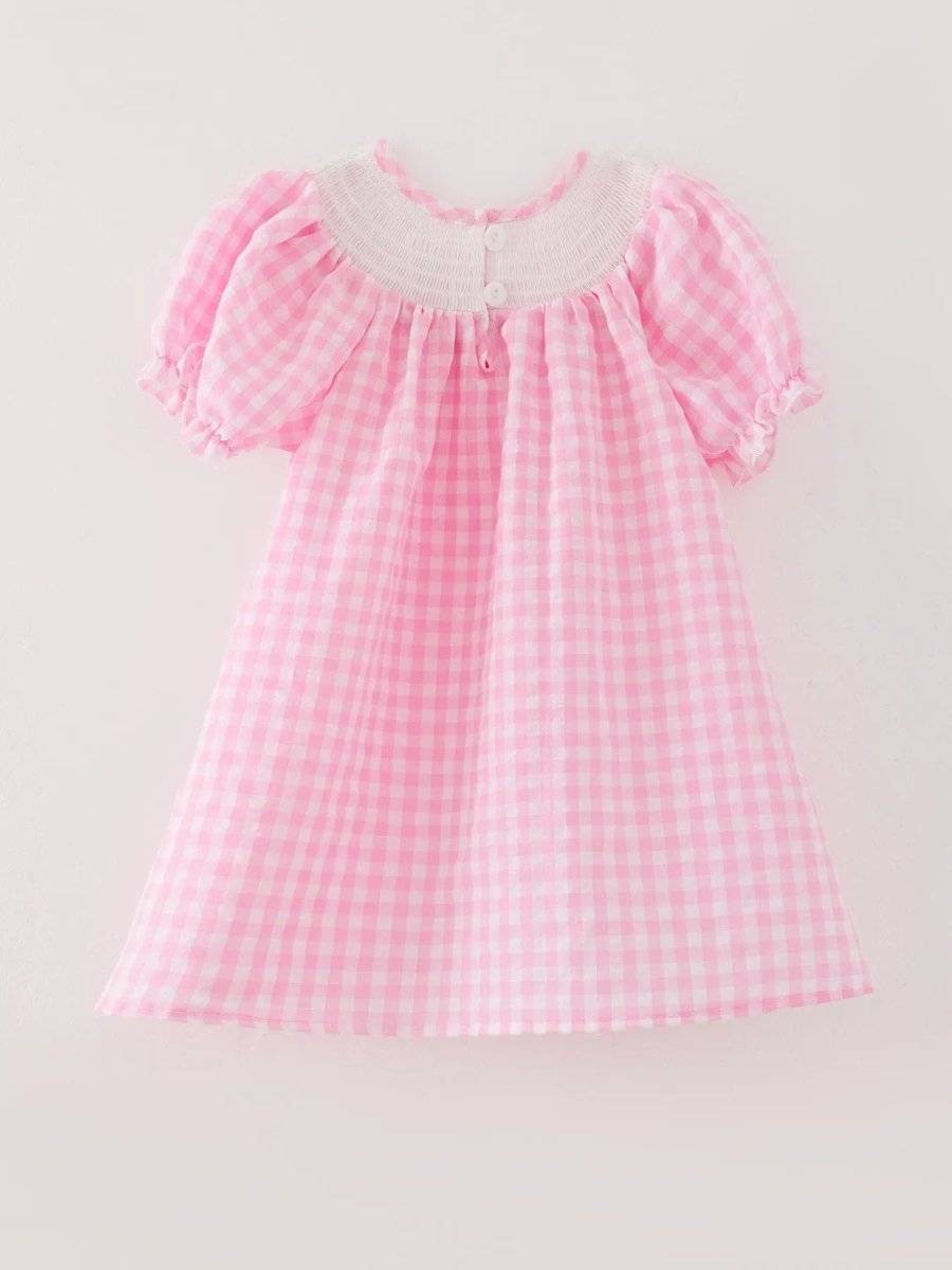 Rylee Faith Designs Farm Pink Smocking Embroidered Girls Dress for Thanksgiving Celebrations - Everetts Place Boutique - 