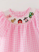 Rylee Faith Designs Farm Pink Smocking Embroidered Girls Dress for Thanksgiving Celebrations - Everetts Place Boutique - 