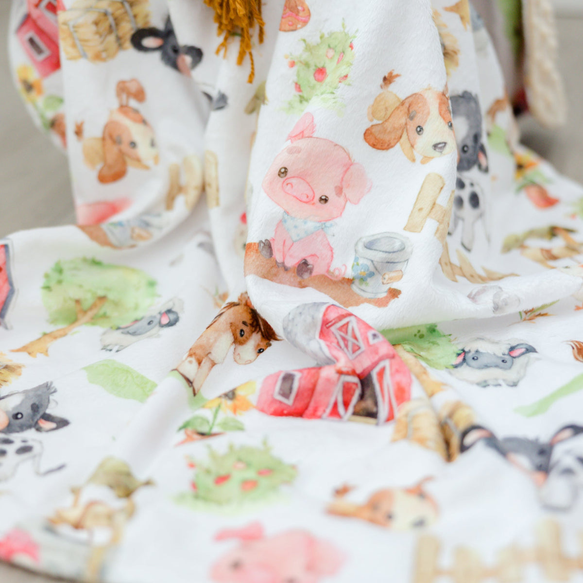 Minky Baby Blanket Farm Animals by Honey Lemonade at Everetts Place