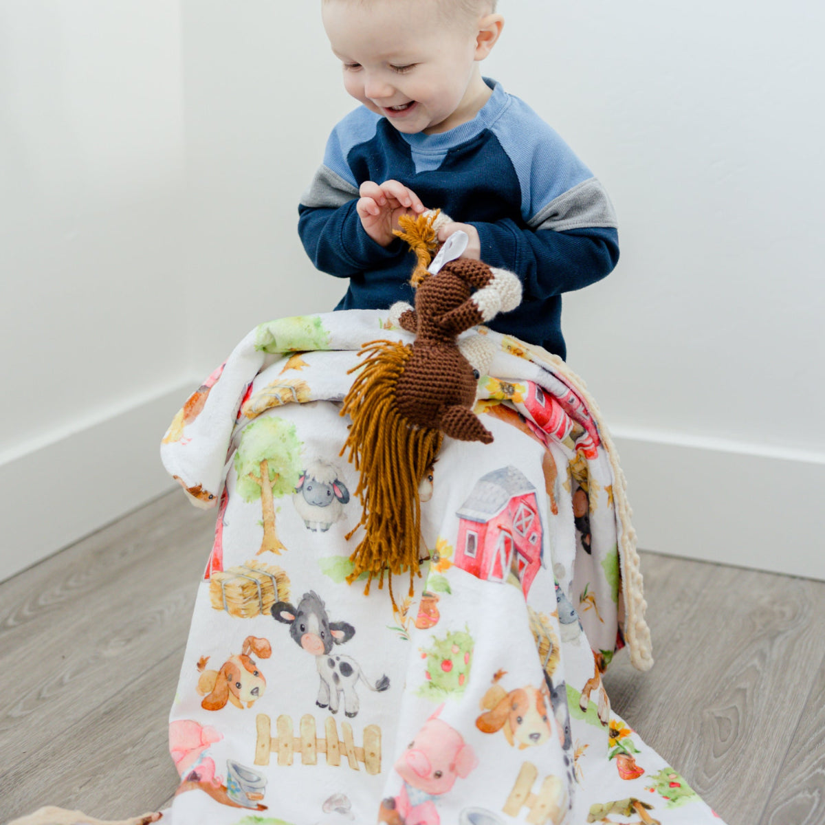 Minky Baby Blanket Farm Animals by Honey Lemonade at Everetts Place