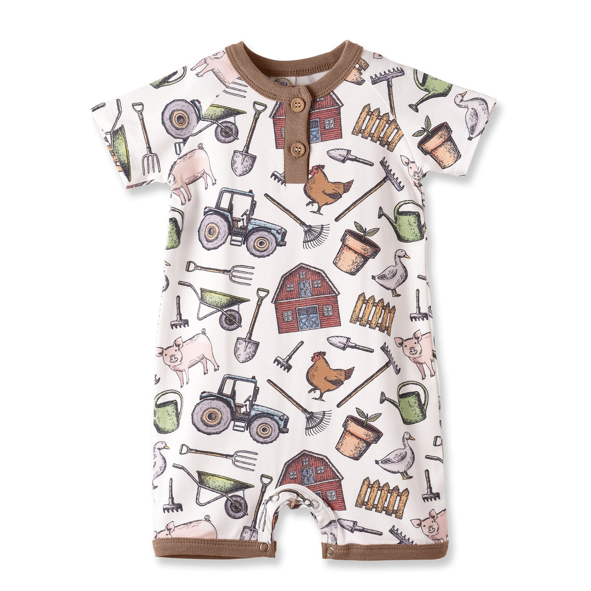 Tesa Babe Farmer's Market Baby Boy Shortall Romper–Soft BambooEveretts Place