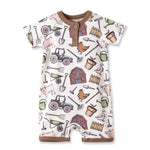 Tesa Babe Farmer's Market Baby Boy Shortall Romper–Soft BambooEveretts Place