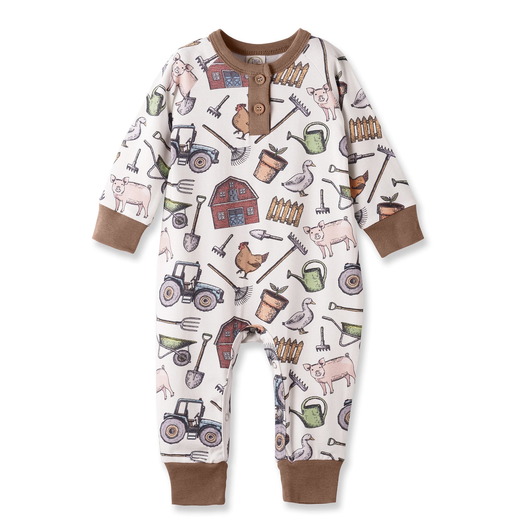 Tesa Babe Farmer's Market Baby Henley Romper - Bamboo One PieceEveretts Place
