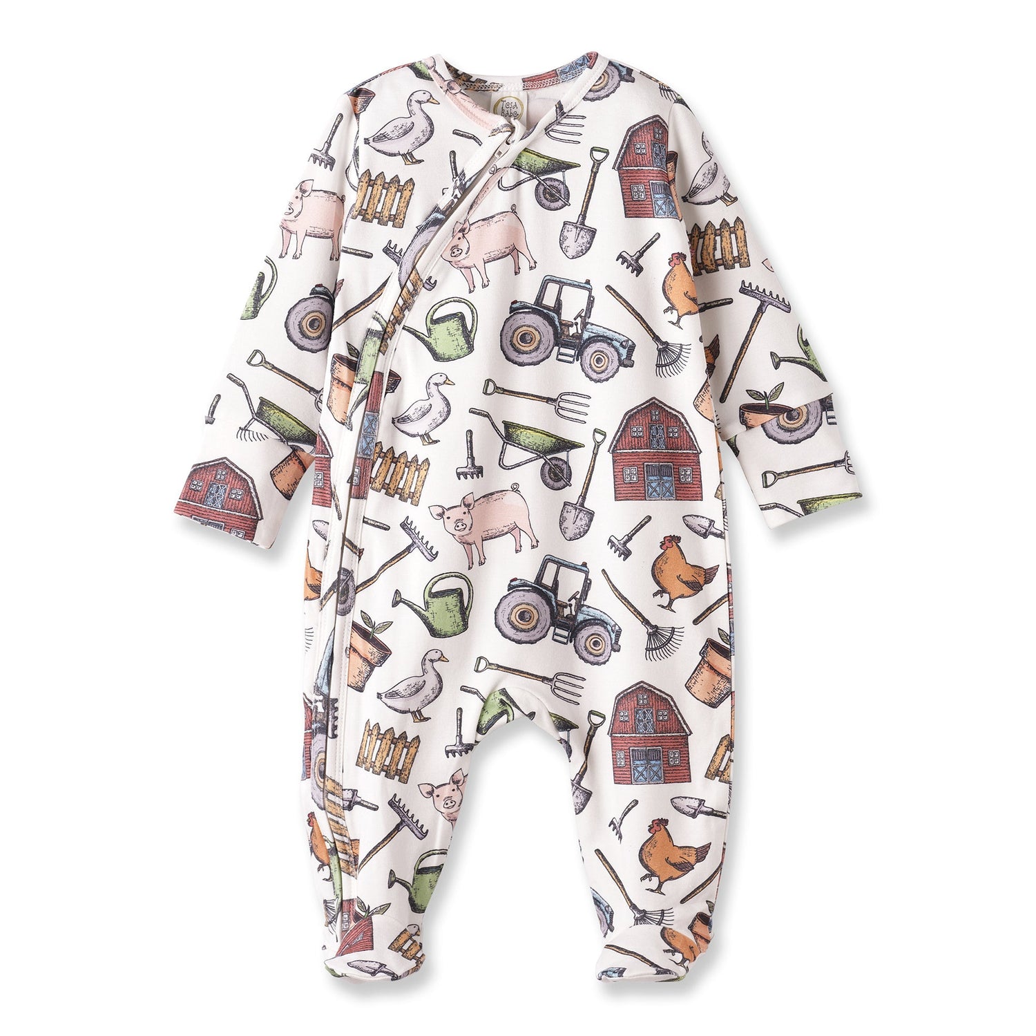 Tesa Babe Farmer's Market Baby Zipper Romper – Soft Bamboo One - PieceEveretts Place