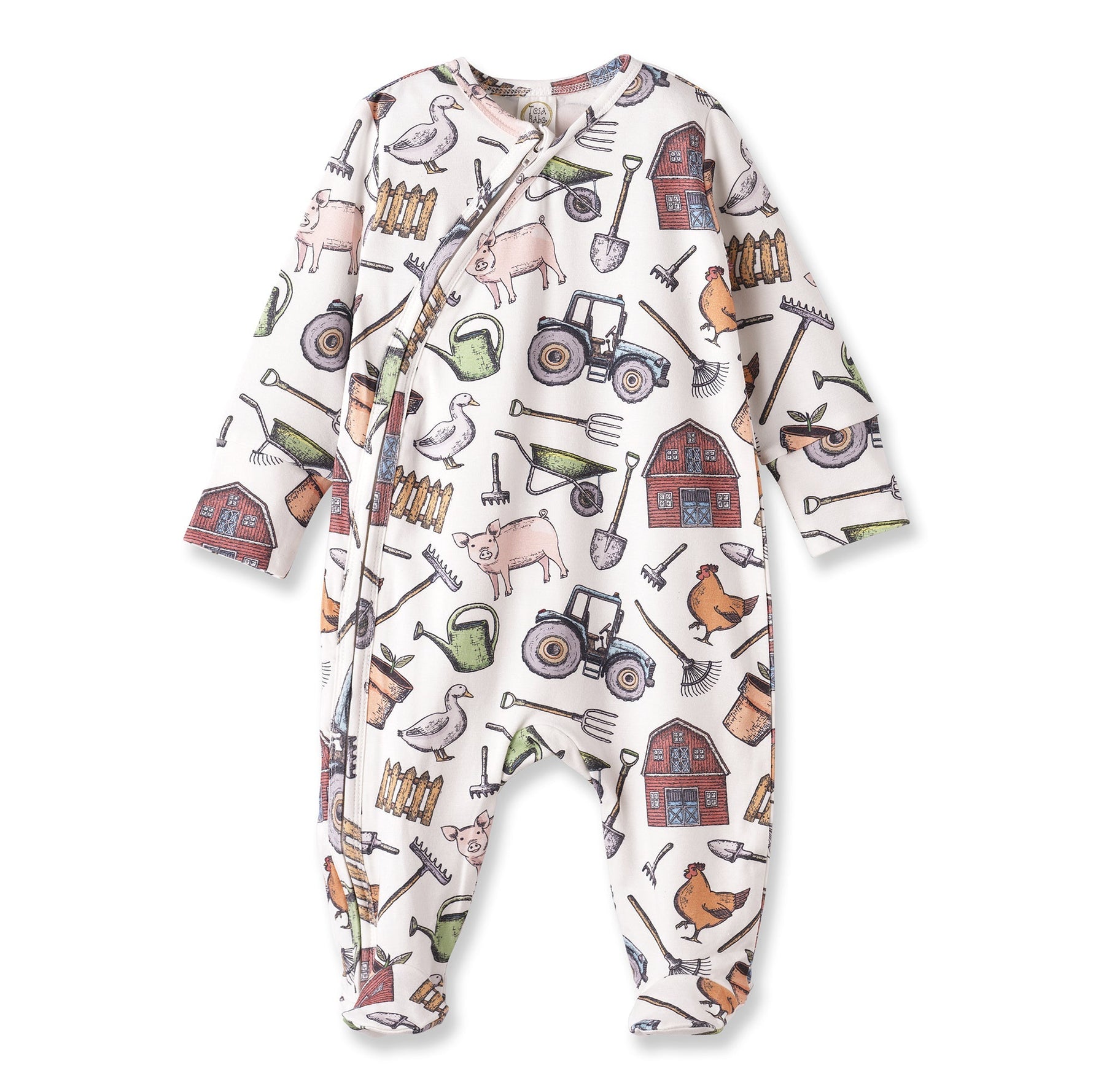 Tesa Babe Farmer's Market Baby Zipper Romper – Soft Bamboo One - PieceEveretts Place