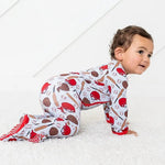 Bestaroo Fastball Footie Bamboo Baby Onesie With Baseball Print And Two Way Zipper - 
