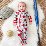 Bestaroo Fastball Footie Bamboo Baby Onesie With Baseball Print And Two Way Zipper - 