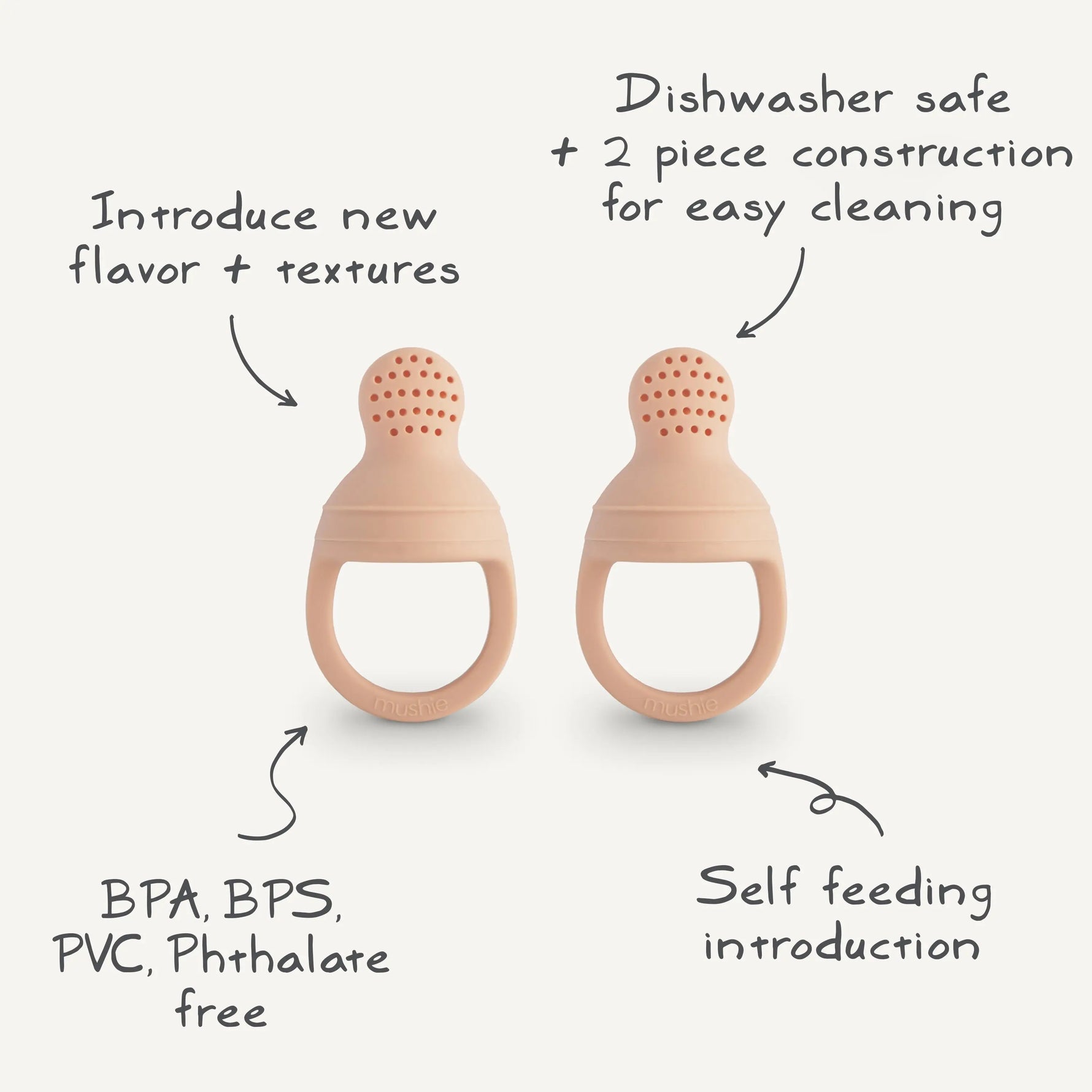 Mushie Silicone Fresh Food Feeder for Safe Self Feeding and Easy Cleaning - Baby & Toddler > Baby Health > Pacifiers & Teethers Silicone Fresh Food Feeder