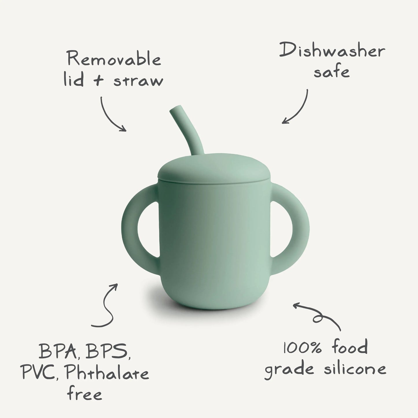 Silicone Training Cup with Straw for Toddlers and Babies Mushie