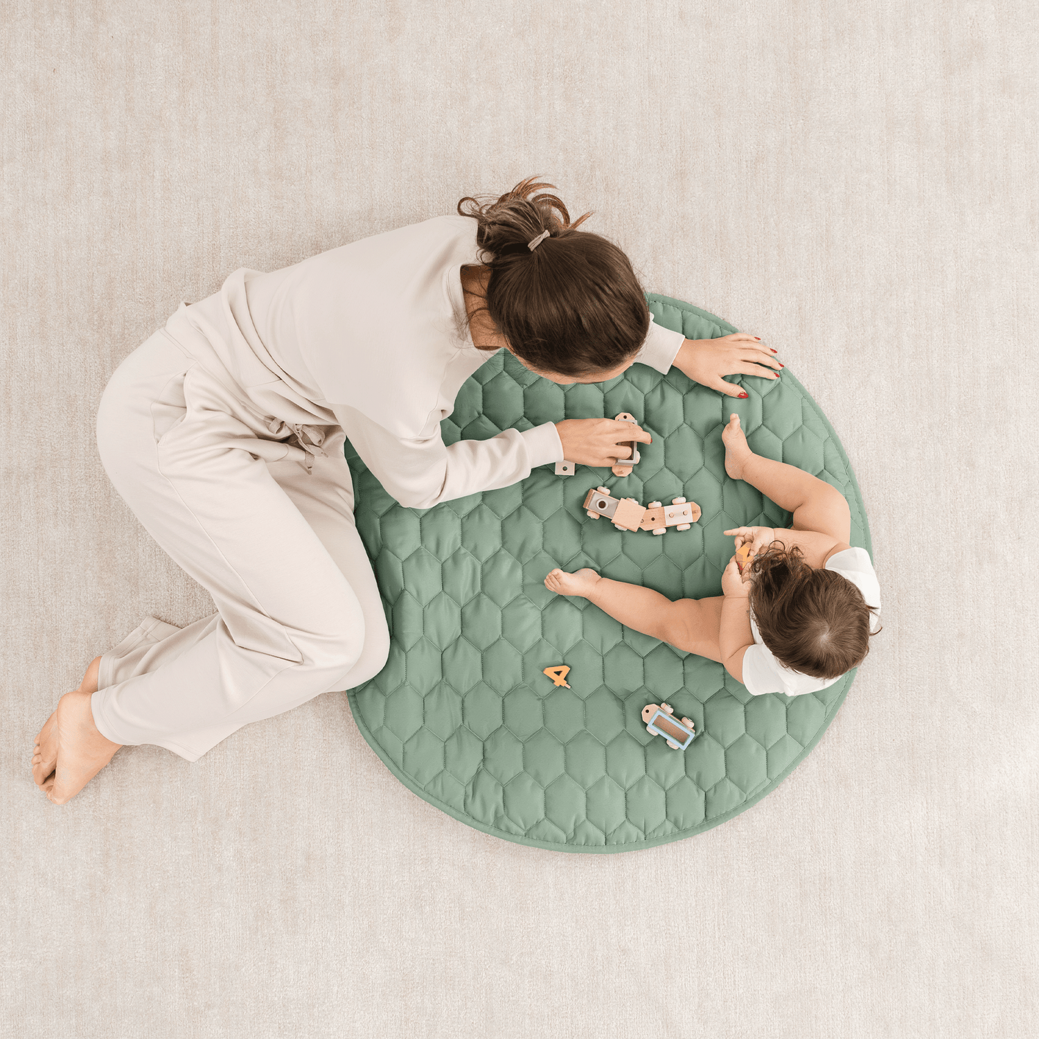 Comfy Cubs Fern Plush Play Mat With Non Slip Bottom For Baby And Toddler - 