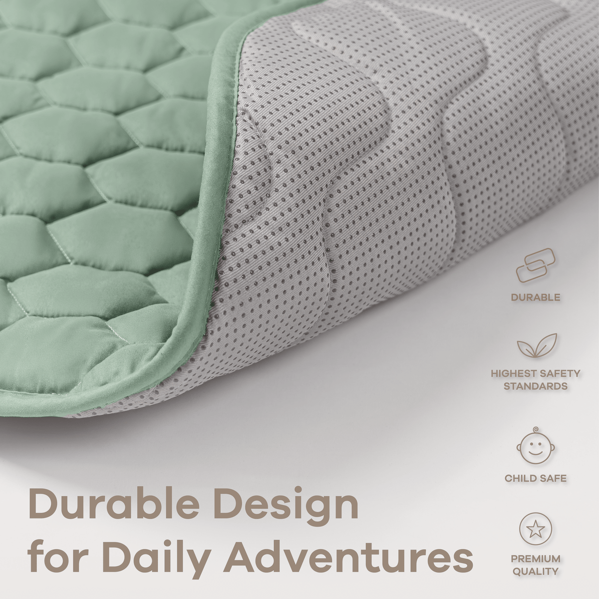 Comfy Cubs Fern Plush Play Mat With Non Slip Bottom For Baby And Toddler - 