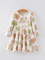 Rylee Faith Designs Festive Christmas Cartoon Characters Print Girls Dress - Everetts Place Boutique - 