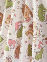 Rylee Faith Designs Festive Christmas Cartoon Characters Print Girls Dress - Everetts Place Boutique - 